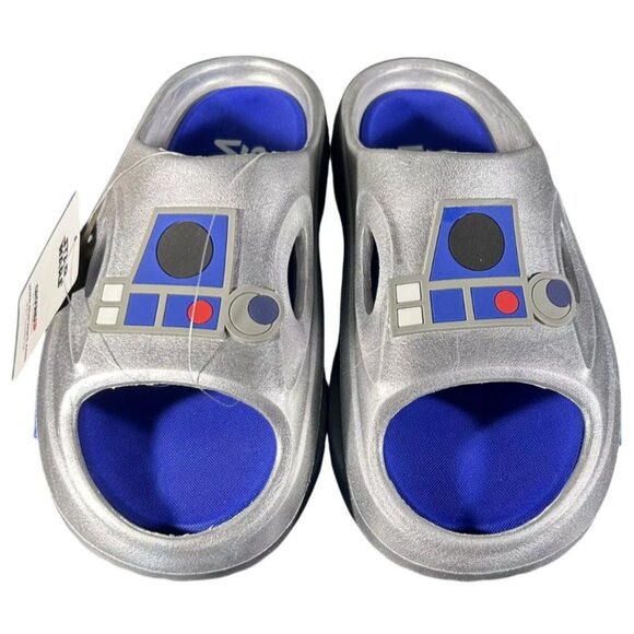 Disney Star Wars Mens Novelty Sport R2 D2 Slides Silver Sandals Size 7 New - Picture 11 of 14